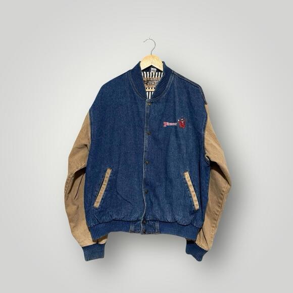 Other - Vintage Turning Point Denim Varsity Jacket Logo Made Macau Men’s